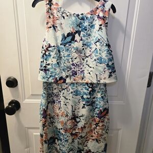 Ivanka Trump White and Multicolor Floral Dress